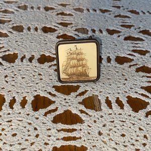 Vintage made in U.S.A. BTS Solid Brass Clipper Ship Belt Buckle